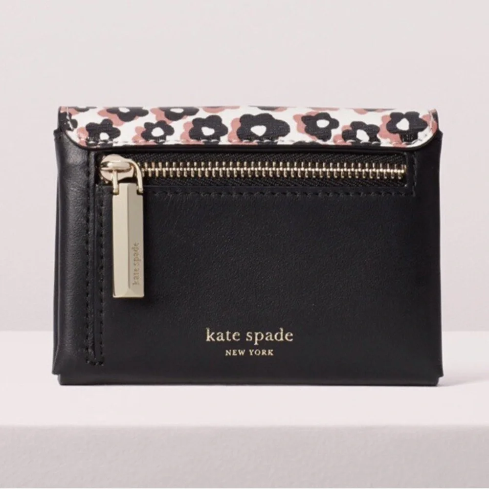 Kate Spade Spademals Gentle Panda Black Leather Cardholder Wallet Case Leather